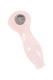 Bulk rose quartz gemstone spoon pipe, 3.5-inch translucent pink stone, screen-ready bowl, angled top-down view for retail listings.