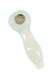 Bulk opalite gemstone spoon pipe, 3.5-inch milky iridescent body, metal screen seat, clean right-side studio view.