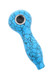 Bulk blue turquoise gemstone spoon pipe, 3.5-inch bright veined stone, metal screen seat, straight-on retail angle.