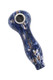 Wholesale blue sodalite gemstone spoon pipe, 3.5-inch deep navy stone with white veining, screen bowl, forward-right product view.