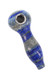 Bulk lapis lazuli gemstone spoon pipe, 3.5-inch blue-gray banded stone with metal screen, front-right retail photo.