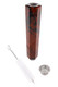 Wholesale gemstone tower one-hitter kit, red obsidian 3.75-inch pipe with brush and two mesh screens, polished stone, angled flat-lay on white.