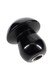 Retail smoke-shop obsidian gemstone shroom pipe, glossy black 2″ stone with mesh screen insert, clean right-side angle on white.