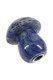 Retail smoke-shop blue sodalite gemstone shroom pipe, 2″ polished stone with removable mesh screen bowl, front-right product angle.