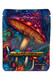 Head-shop supplies 1/8 oz mushroom mylar bag, deep psychedelic purple/blue forest design, 3.5 g capacity pouch, straight-on product photo. Head-shop supplies 1/8 oz mushroom mylar bag, deep psychedelic purple/blue forest design, 3.5 g capacity pouch, straight-on product photo.