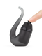 Onyx Puffco Proxy with a finger pressing the top button; side angle shows the curved glass stem for retail smoke shops.