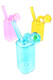 2.5" colored glass square oil burner rigs in teal, pink, and yellow; trio front angle on white, compact wholesale accessory for head-shop counter trays.