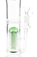 Close-up of 15" clear borosilicate GoG straight tube showing green multi-perc and bowl joint; wholesale head-shop water pipe detail. Close-up of 15" clear borosilicate GoG straight tube showing green multi-perc and bowl joint; wholesale head-shop water pipe detail.