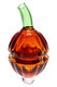Pumpkin-shaped borosilicate glass Pivot attachment with green stem mouthpiece, 3.5 inches; wholesale e-rig accessory shown front angle on white.