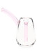 Petal pink-accent 3.5" borosilicate bulb mini bubbler, side profile showing downstem—compact head-shop display piece for wholesale buyers.