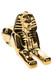 5" gold electroplated Hemper sphinx glass hand pipe in reclining pose, three-quarter view on white for smoke shop wholesale catalogs.