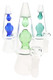 Trio of Hemper That 70’s lava lamp glass bongs in blue, teal and green on frosted bases, grouped hero shot for wholesale smoke shop catalogs.
