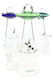 Group of Hemper UFO Vortex 6" glass bongs with assorted colored saucer tops and cow decals, studio hero shot for smoke shop wholesale catalogs.