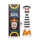 Hemper Dia De Los Muertos XL skeleton bong beside festival box, front view on white for wholesale smoke shop listings.