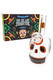 Hemper Dia De Los Muertos 6" skull bong standing beside black festival-print retail box, shelf-ready presentation for head-shop water pipe buyers.
