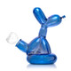 Side view of blue metallic balloon dog bong showing recessed tail joint and diffused perc chamber, clean product shot for B2B water pipe listings.