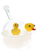 8" Hemper Ducky XL white tub bong with clear bubble dome, yellow ducky perc and duck bowl, bright studio angle for smoke shop wholesale listings.