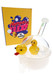 Hemper Ducky XL bong with tub body and duck perc posed in front of yellow “Hemper Ducky XL Bong” box, shelf-ready water pipe display for head shops.