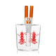 Clear 6" Hemper Chinese takeout box glass bong with orange chopsticks and red pagoda art, front view on white for smoke shop buyers.