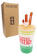 Hemper Ramen Cup XL bong with amber chopsticks shown beside tall brown Hemper shipping box, angled studio image for smoke shop buyers planning retail displays.