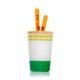 Rear view of Hemper Ramen Cup XL noodle-cup bong with clean white and green wrap and tall amber chopsticks, studio product image for retail smoke-gear listings.