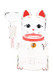 Clear 5" Hemper Lucky Money Cat glass bong with red collar, beckoning paw joint and 14.5 mm bowl, front studio view for smoke shop wholesale catalogs.