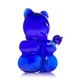 Side angle of deep blue Hemper Gummy Bear XL bong showing recessed paw joint and rounded bear silhouette, detailed product photo for wholesale glass pages.