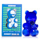 Gummy Bear XL bong standing next to graphic Hemper Gummy Bear XL gift box on white background, hero image for retail smoke gear catalogs and B2B listings.