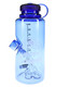 Blue Hemper Happy Camper water bottle XL glass bong with mountain perc and hiking graphics, clean studio product shot for wholesale smoke shop listings.