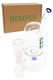 Hemper 7" Bell Bong in front of kraft HEMPER shipping box, showing clear bell dome and blue mouthpiece, shelf-ready water pipe set for smoke shop buyers.