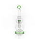 Low angle on 6" Tornado Vortex bong base showing multislit showerhead perc inside globe chamber, diffusion detail image for wholesale water pipe catalogs.