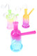 Three 5" multicolor leaf-design glass oil burner rigs, assorted gradients, group photo for smoke shop inventory restocks.