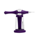 Purple dab straw laid across Vapor Station base with clear dome bubbler, head-shop supplies product view