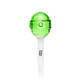 Straight-on view of green lollipop glass hand pipe with white stick and H logo, retail smoke gear image