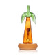 Rear view palm tree bong showing green fronds silhouette and amber trunk over sand base—wholesale case piece
