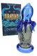 Hemper Kraken XL bong beside “Kraken XL Bong” box, blue octopus top—wholesale glass case centerpiece