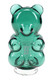 Front view translucent green gummy bear glass Peak top on clear base—retail accessory for device wall
