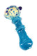 Blue 3.5" color-changing silver-fumed spoon pipe with dotted bowl and marble—wholesale hand pipe close-up