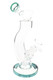 Single 9" curved stemless matrix perc water pipe with teal base, retail smoke gear hero shot on white