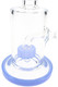Close-up of blue stemline showerhead percolator chamber, wholesale glass detail shot for product listings