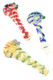 Assorted 4" swirl striped color-changing glass pipes, 3-piece set with marble accents for wholesale smoke shop restocks