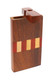 Single rosewood dugout with red/cream vertical inlay band, lid open; wholesale head-shop supplies item