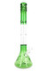 Green GoG beaker water pipe, 20" tall with double tree percs and angled joint—wholesale glass for smoke shops.