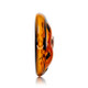 Side profile of amber cookie-shaped glass hand pipe showing thickness and chip accents—wholesale resale piece