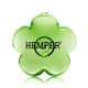 Front view of green flower glass hand pipe showing Hemper logo, display-case wholesale head-shop gear