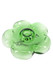 Transparent green flower-shaped glass hand pipe, top angle close-up for wholesale smoke shop displays