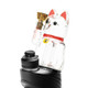 Side angle lucky money cat Peak top installed on device base, clear glass body with red details, resale accessory