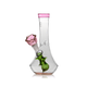 Studio front view pink-rim flower vase bong with pink rose bowl, retail smoke gear water pipe for shops