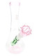 Pink-rim 7" flower vase bong with pink rose bowl and green stem perc, giftable wholesale bong option