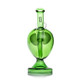Rear view green alien-head bong showing Hemper logo tube and rounded base, display-case wholesale bong stock